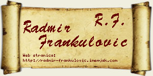 Radmir Frankulović vizit kartica